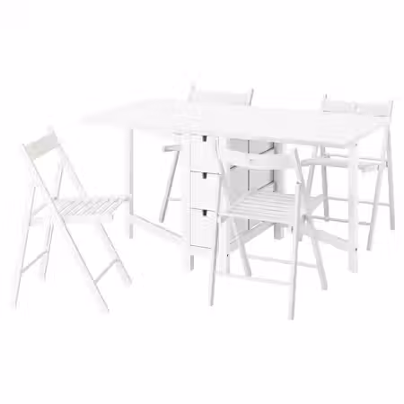 NORDEN / FRÖSVI ФРЁСВИ Стол и 4 стула - белый/белый 26/89/152 см
