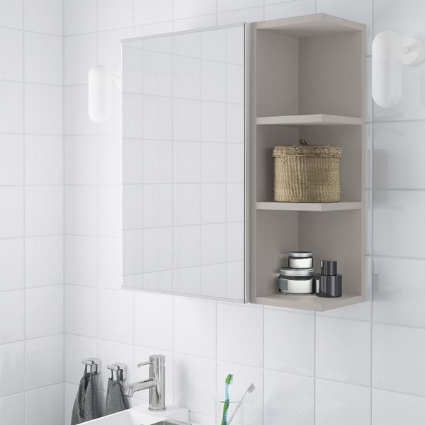 Шкафчик зеркальный с 1 дверцей, 1 торцевой скц, белый, серый 59x21x64 см IKEA LILLÅNGEN ЛИЛЛОНГЕН 692.505.10 - схема-чертеж с размерами