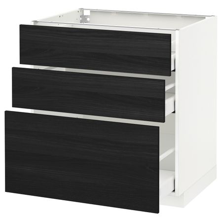 Напольный шкаф с 3 ящиками, белый, Тингсрид черный 80x60 см IKEA МЕТОД / МАКСИМЕРА 892.357.69