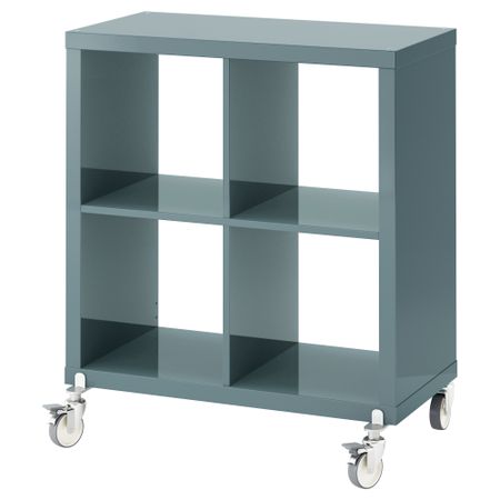 Стеллаж на колесиках КАЛЛАКС, глянцевый серо-бирюзовый (77x89 см)