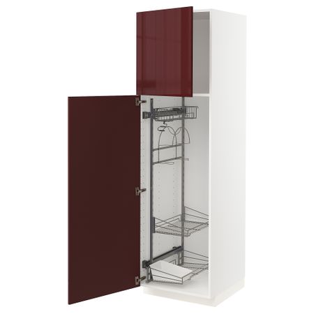 Высокий шкаф с отделением для аксессуаров для уборки, 60x60x200 cm IKEA METOD МЕТОД 894.632.28
