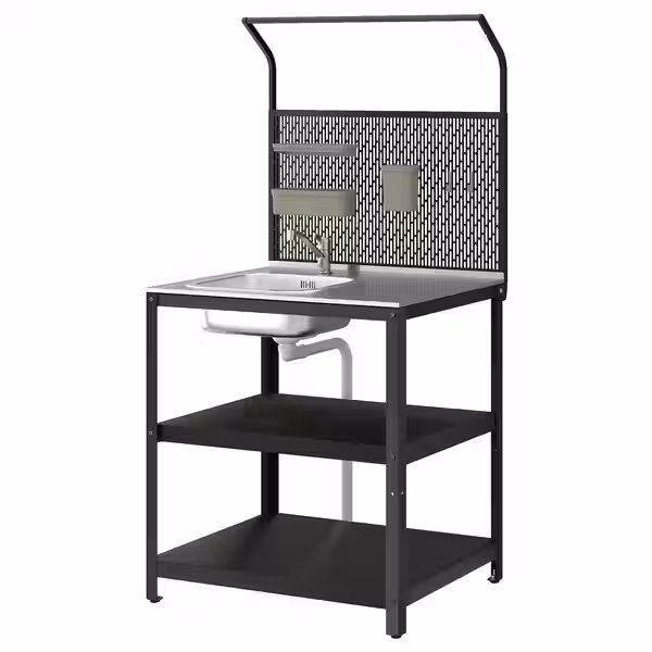 GRILLSKÄR Модуль для мойки с задней панелью - нержавеющ сталь/для сада 86x61x176 см - фото 1