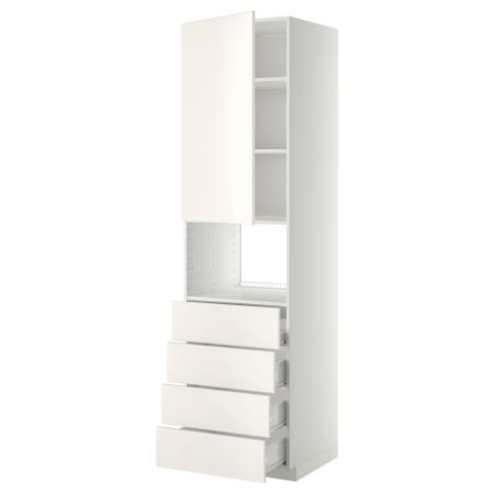 Высокий шкаф для духовки, дверца, 4 ящика МЕТОД / ФОРВАРА, белый, Веддинге белый