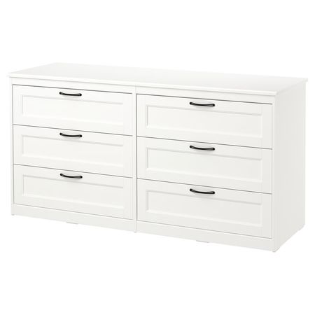 SONGESAND Комод с 6 ящиками - белый 161x81 см