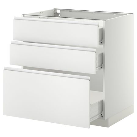 Напольный шкаф с 3 ящиками МЕТОД / ФОРВАРА, белый, Нодста белый