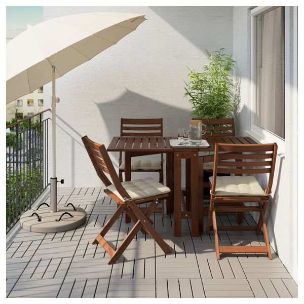 Стол + 4 складных стула, для сада ЭПЛАРО, коричневая морилка, Холло бежевый - фото 3