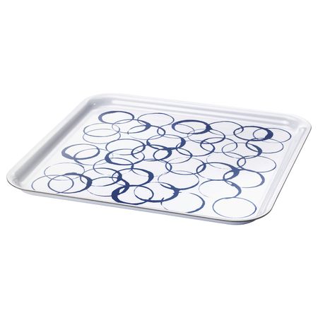 Поднос, белый, синий 33x33 см IKEA MEDLEM МЕДЛЕМ 204.250.45