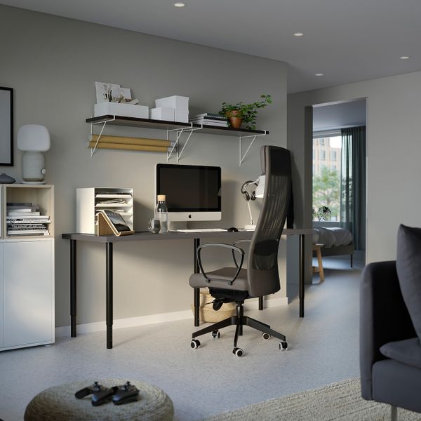 Письменный стол, темно-серый/черный 200x60 см IKEA LAGKAPTEN ЛАГКАПТЕН / OLOV ОЛОВ 694.175.53 - фото 4