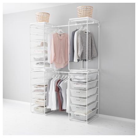 Рама + штанга, сетчатые корзин, верх полка АЛЬГОТ, белый (120/140x60x203 см)