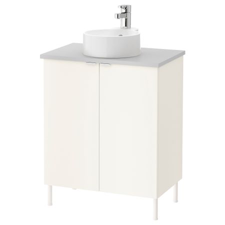 Шкаф под раковину с 2 дверцами ЛИЛЛОНГЕН/ВИСКАН / ГУТВИКЕН, белый, серый (62x40x87 см)