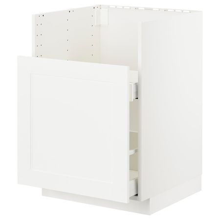 Шкаф под мойку БРЕДШЁН/1фасад/2ящика, белый/Сэведаль белый 60x60 см IKEA METOD МЕТОД 592.989.04