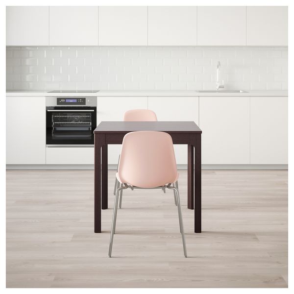 Стол и 2 стула ЭКЕДАЛЕН / ЛЕЙФ-АРНЕ, темно-коричневый, розовый (80/120 см) - фото 2