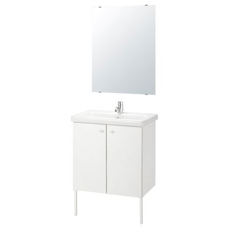 Комплект мебели для ванной,7 предм., белый/ПИЛКОН смеситель 64x43x88 см IKEA FISKÅN ФИСКОН / TVÄLLEN ТВЭЛЛЕН 294.309.00