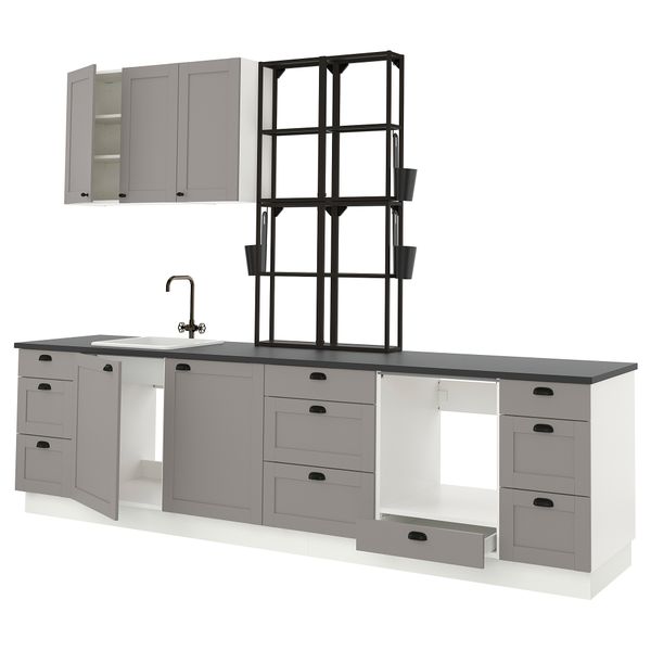 Кухня, 323x63.5x241 см, антрацит/серый каркас IKEA ENHET 593.379.05 - фото 1