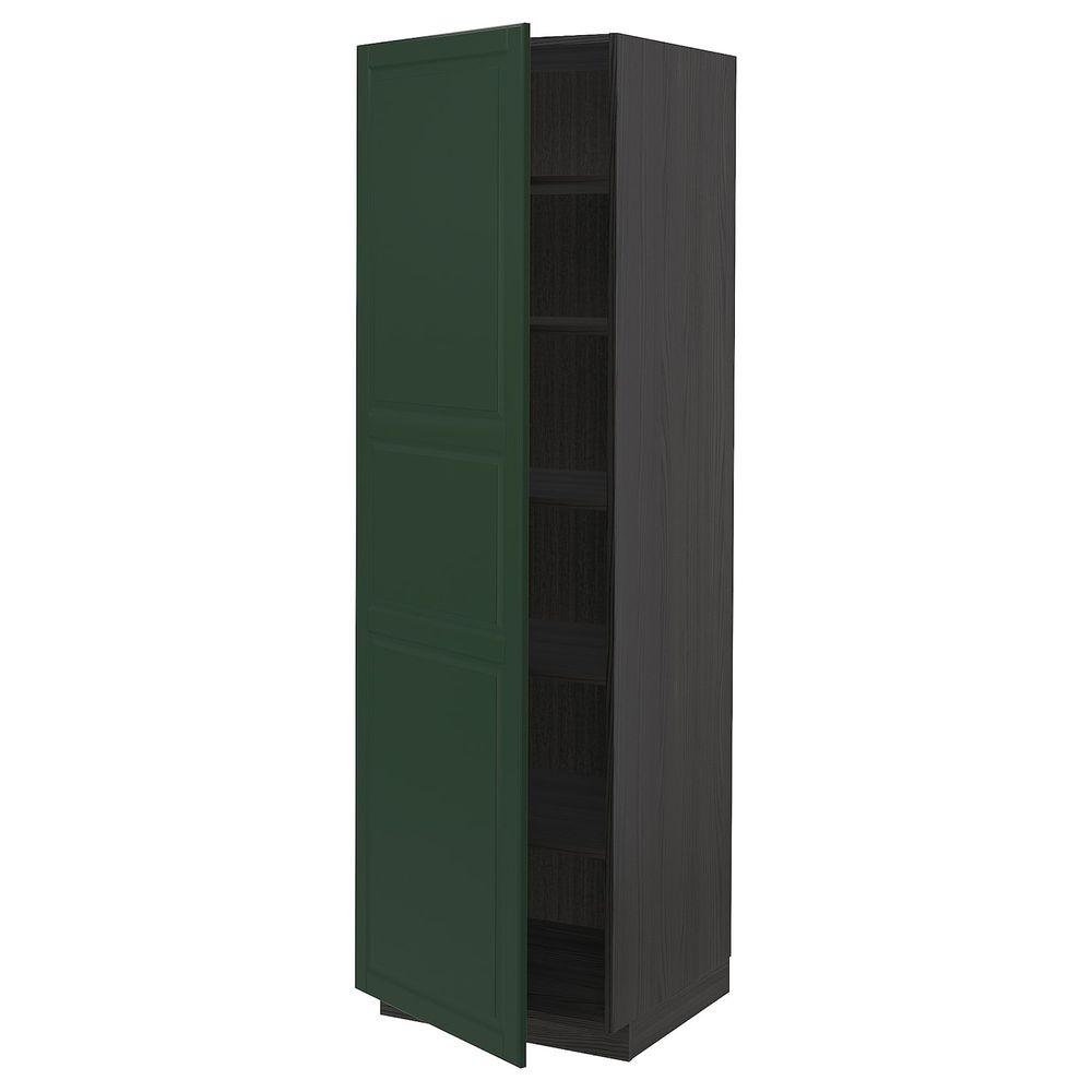 Высокий шкаф с полками, черный/Будбин темно-зеленый 60x60x200 см IKEA МЕТОД 093.146.52 - схема-чертеж с размерами