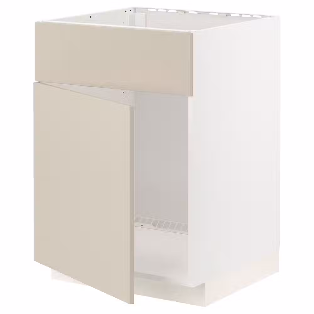 METOD Шкаф под мойку/дверь/фасад - белый/Havstorp бежевый 60x60 см - фото 1