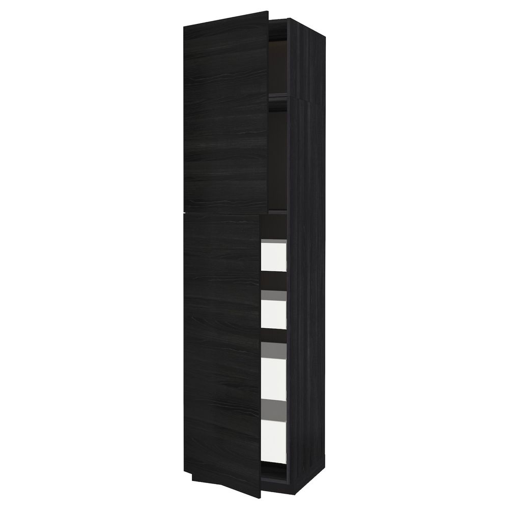Высокий шкаф/2дверцы/4ящика, черный, Тингсрид черный 60x60x240 см IKEA МЕТОД / МАКСИМЕРА 393.726.12 - схема-чертеж с размерами
