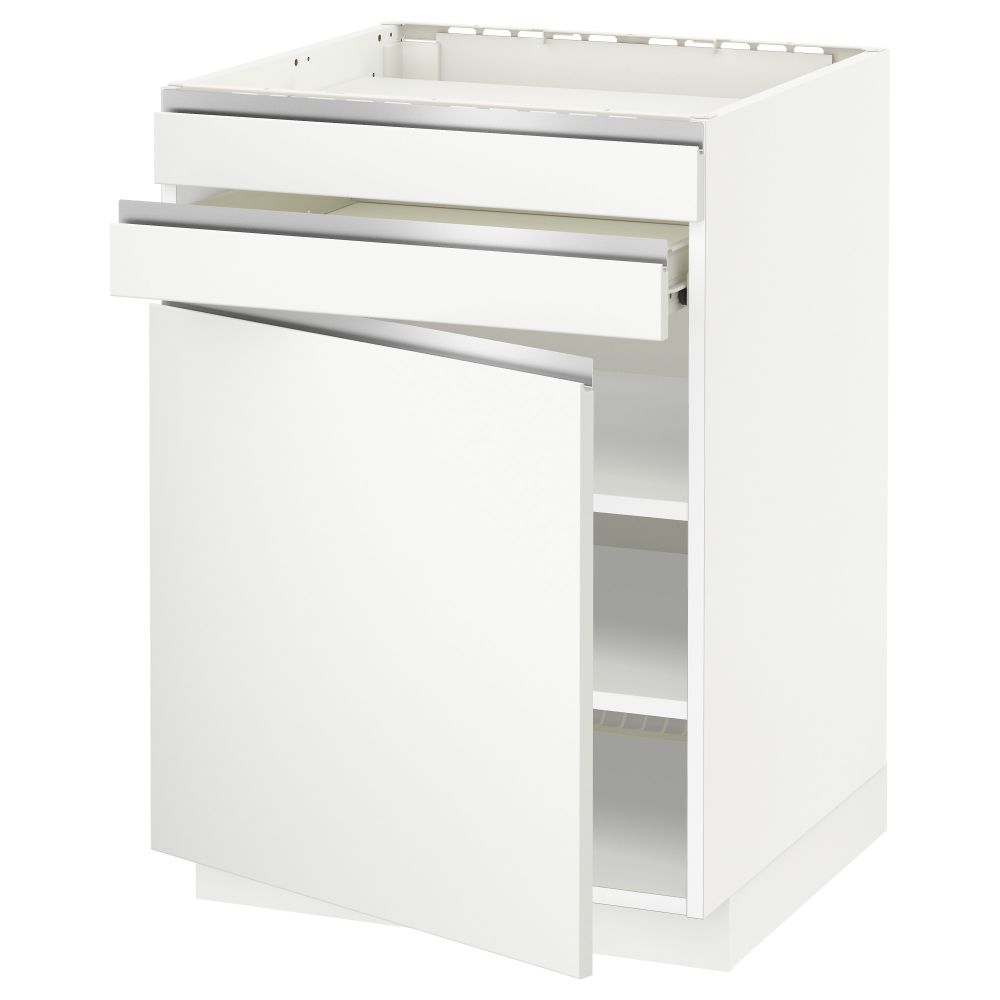 Напольный шкаф для варочной панели, доводчик, 2 фасада, 1 ящик МЕТОД / ФОРВАРА, белый, Нодста белый (60x60 см) - схема-чертеж с размерами