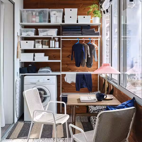 BOAXEL Комбинация для прачечной - белый/металлический 165x40x201 см - фото 2