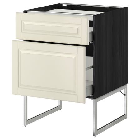 Напольный шкаф, 2 фронтальных панели, 3 ящика МЕТОД / МАКСИМЕРА, черный, Будбин белый с оттенком