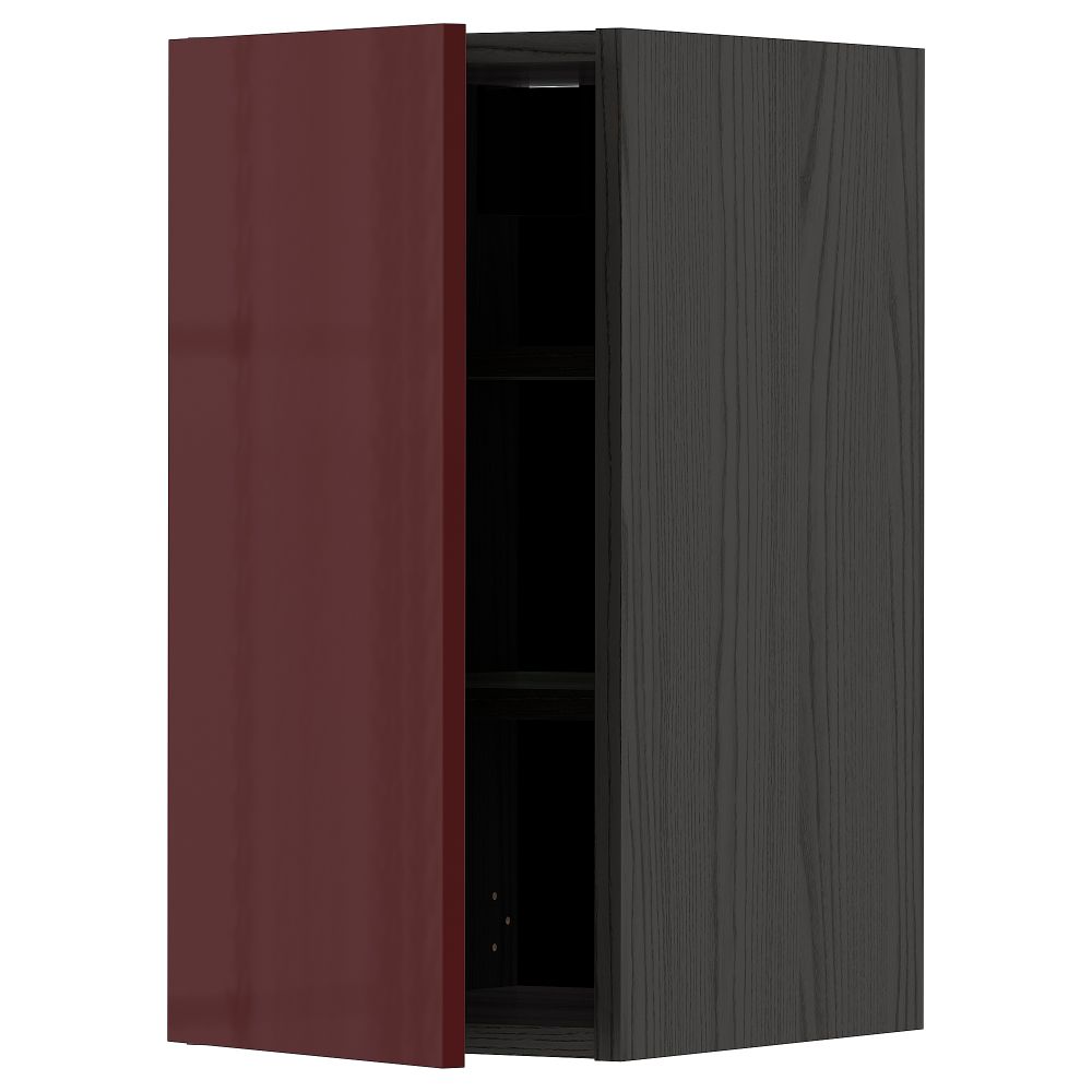 Навесной шкаф с полками, 30x60 см, черный Kallarp, глянцевый темный красно-коричневый IKEA METOD МЕТОД 294.648.48 - фото 1