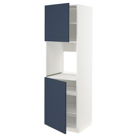Высокий шкаф для духовки, 2 дверцы, полки IKEA METOD МЕТОД 494.585.30