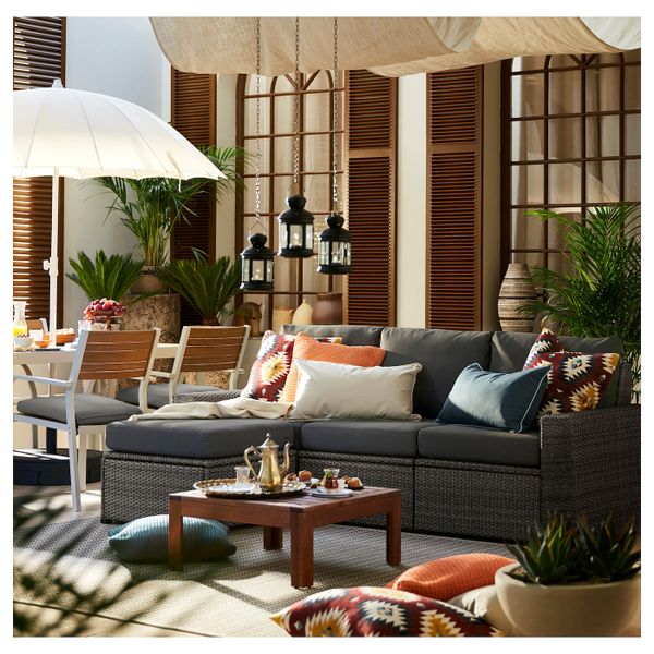 3-местный модульный диван, садовый, с табуретом для ног темно-серый/ФРЁСЁН/ДУВХОЛЬМЕН темно-серый IKEA SOLLERÖN СОЛЛЕРОН - фото 2