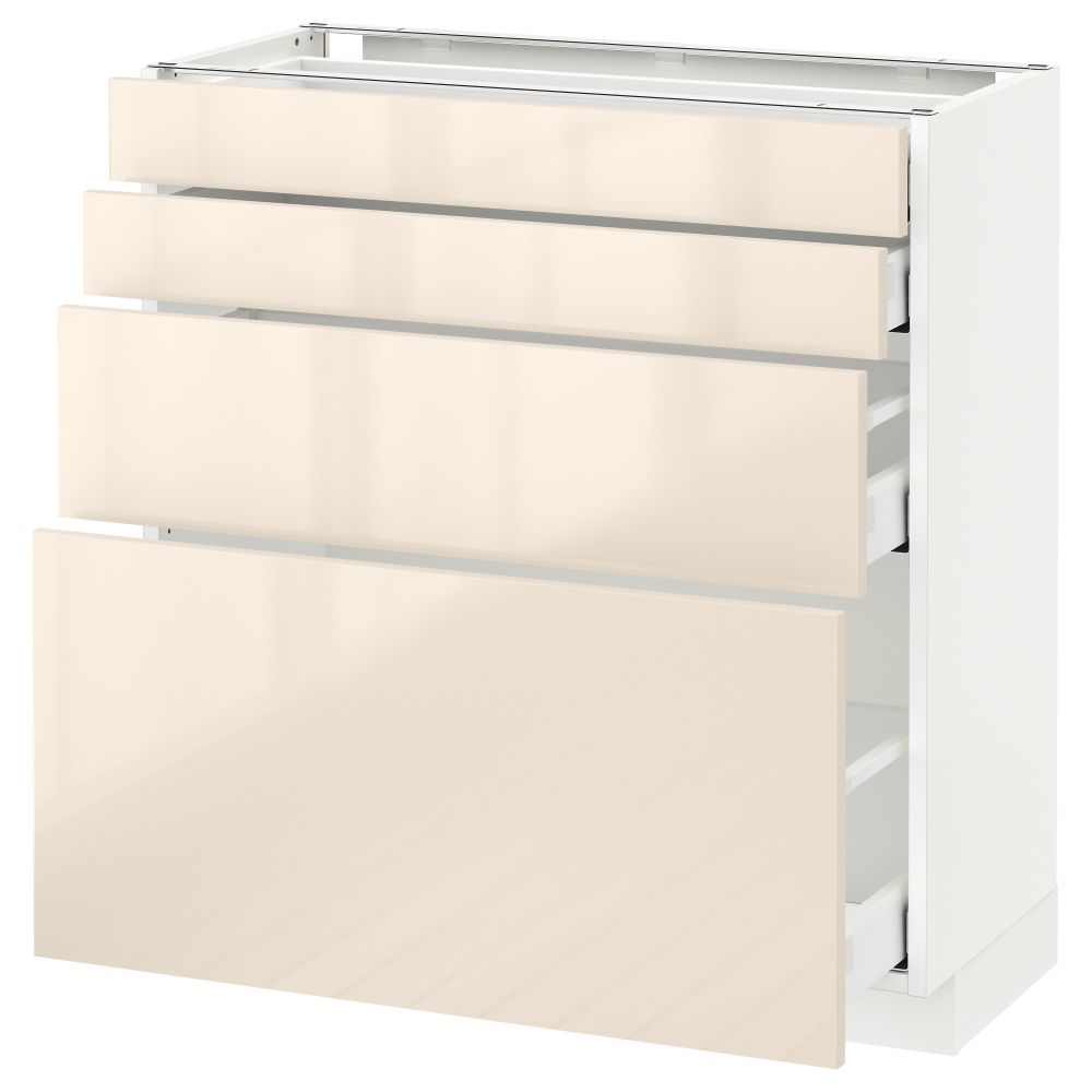 Напольный шкаф 4 фронтальных панели, 4 ящика МЕТОД / МАКСИМЕРА, белый, Рингульт кремовый - схема-чертеж с размерами