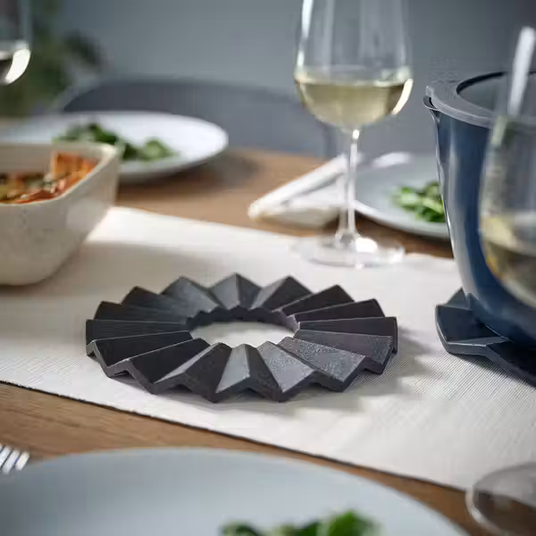 ELDSTJÄRT Подставка под горячее,2 штуки - круглой формы/чёрный черно-синий 19 см - схема-чертеж с размерами