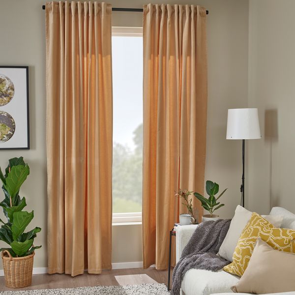 Гардины, 2 шт., 140x300 см, бежевый IKEA SANELA САНЕЛА 005.601.76 - схема-чертеж с размерами