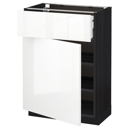 Напольный шкаф с ящиком, дверью МЕТОД / МАКСИМЕРА, черный, Рингульт белый