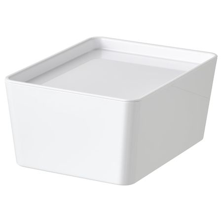Контейнер с крышкой, белый 13x18x8 см IKEA KUGGIS КУГГИС 904.858.56