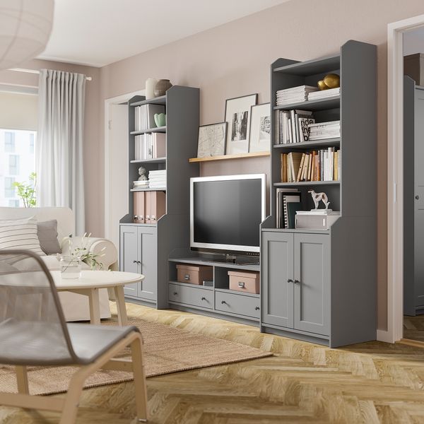 Комбинация для хранения под ТВ, серый, 277x46x199 см IKEA HAUGA ХАУГА 993.884.41 - фото 6