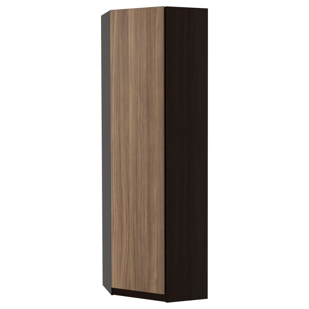 Гардероб угловой ПАКС, черно-коричневый, Стокгольм шпон грецкого ореха - фото 1