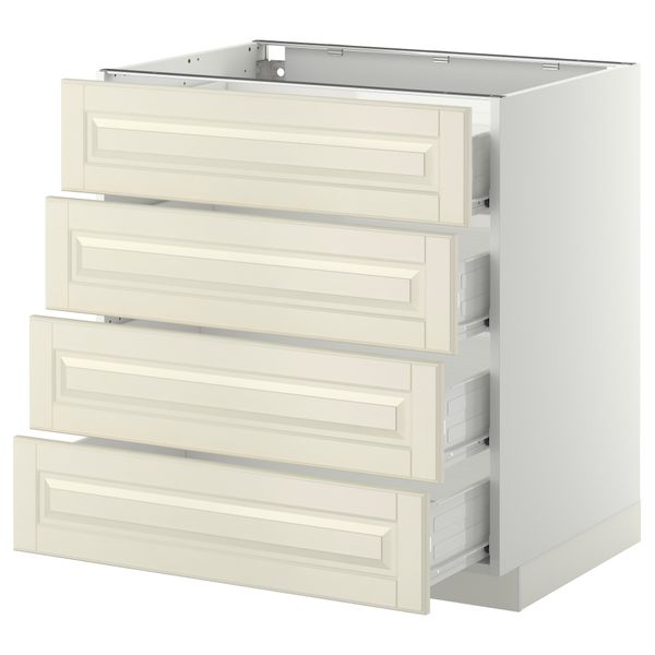 Напольный шкаф 4 фронтальных панели, 4 ящика МЕТОД / ФОРВАРА, белый, Будбин белый с оттенком - схема-чертеж с размерами