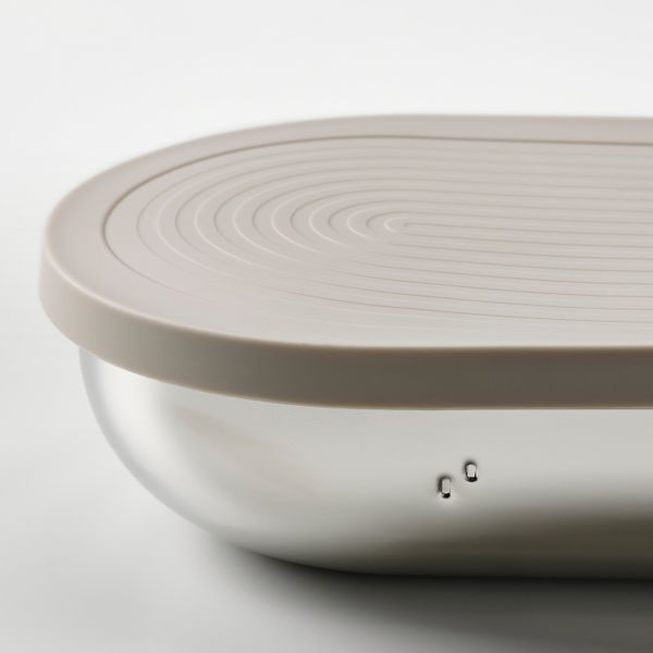 Контейнер с крышкой и разделителем, нержавеющая сталь/бежевый 0.7 л IKEA HALVVARM ХАЛЬВВАРМ 304.972.25 - фото 4