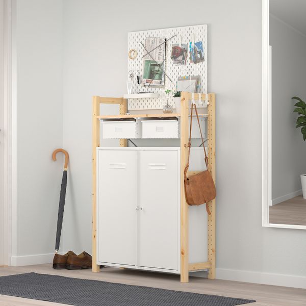 1 секция, полки/шкаф, сосна белый 89x30x124 см IKEA ИВАР 192.482.04 - фото 1