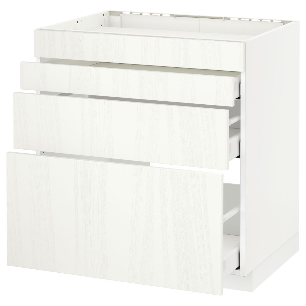 Напольный шкаф для духовки, 4фасада, 3 ящика МЕТОД / МАКСИМЕРА, белый, Росдаль белый - схема-чертеж с размерами