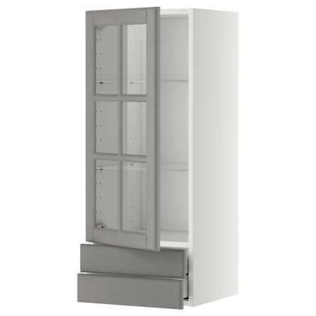 Навесной шкаф, стеклянная дверца, 2 ящика, 40x100 cm IKEA METOD МЕТОД, MAXIMERA МАКСИМЕРА 793.949.71