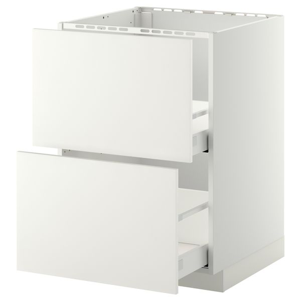 Напольный шкаф под мойку + 2 фронтальных панели, 2 ящика МЕТОД / МАКСИМЕРА, белый, Хэггеби белый - схема-чертеж с размерами