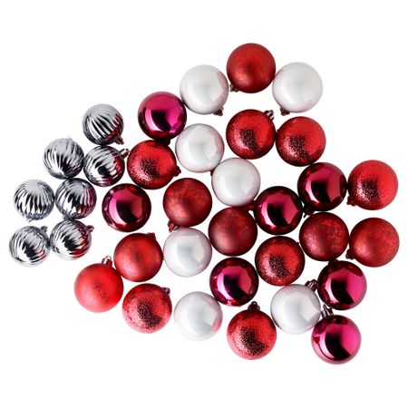Шарики, 35 шт. ВИНТЕР 2016, красный, серебристый