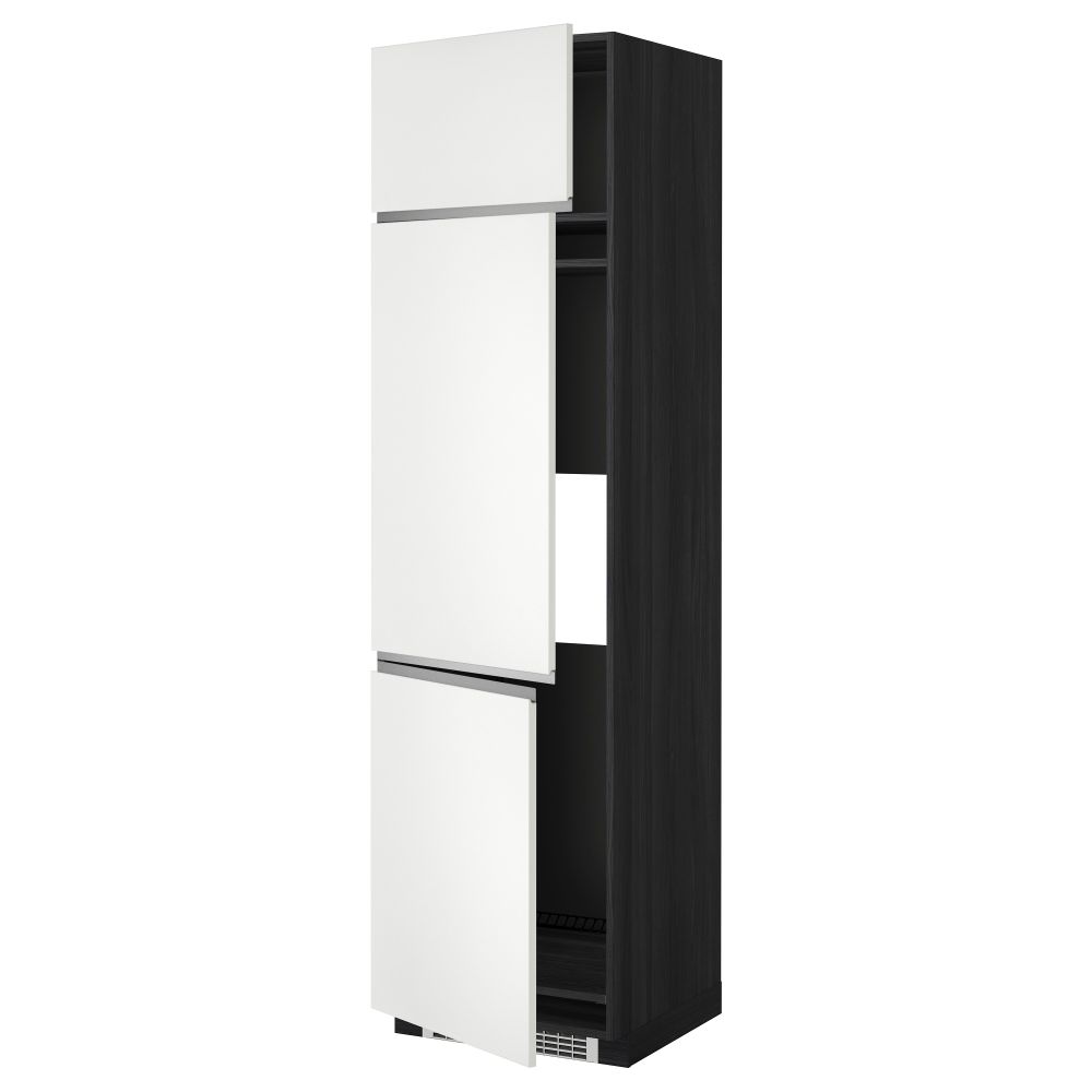 Высокий шкаф для холодильника или морозильника, с 3 дверями МЕТОД, черный, Нодста белый - схема-чертеж с размерами