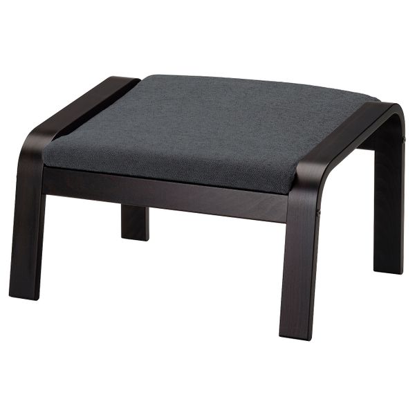 Табурет для ног, черно-коричневый/Хили темно-серый IKEA POÄNG ПОЭНГ 993.194.00 - фото 1