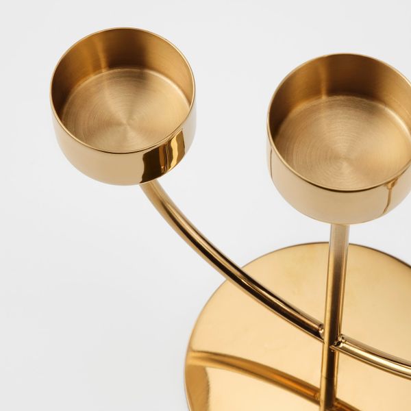 Подсвечник для греющей свечи 3-местный, золотой, 18 см IKEA ВИНТЕРФЕСТ 104.333.24 - схема-чертеж с размерами