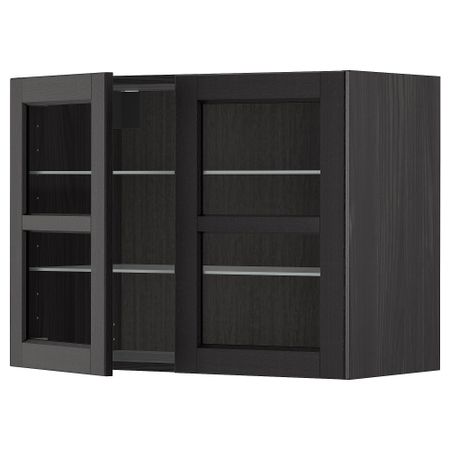 Навесной шкаф, полки, 2 стеклянные двери, 80x60 cm IKEA METOD МЕТОД 694.671.52