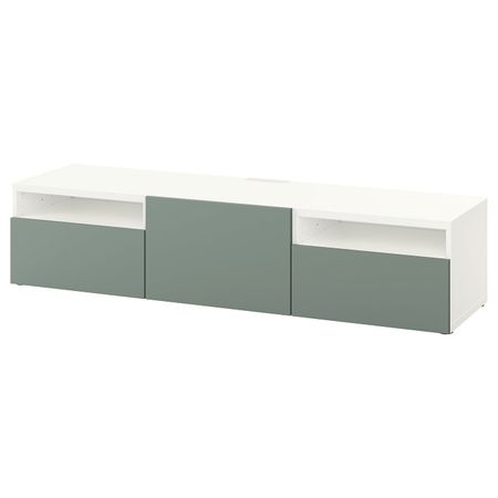 Тумба под ТВ, белый/Нотвикен серо-зеленый 180x42x39 см IKEA BESTÅ БЕСТО 793.283.92