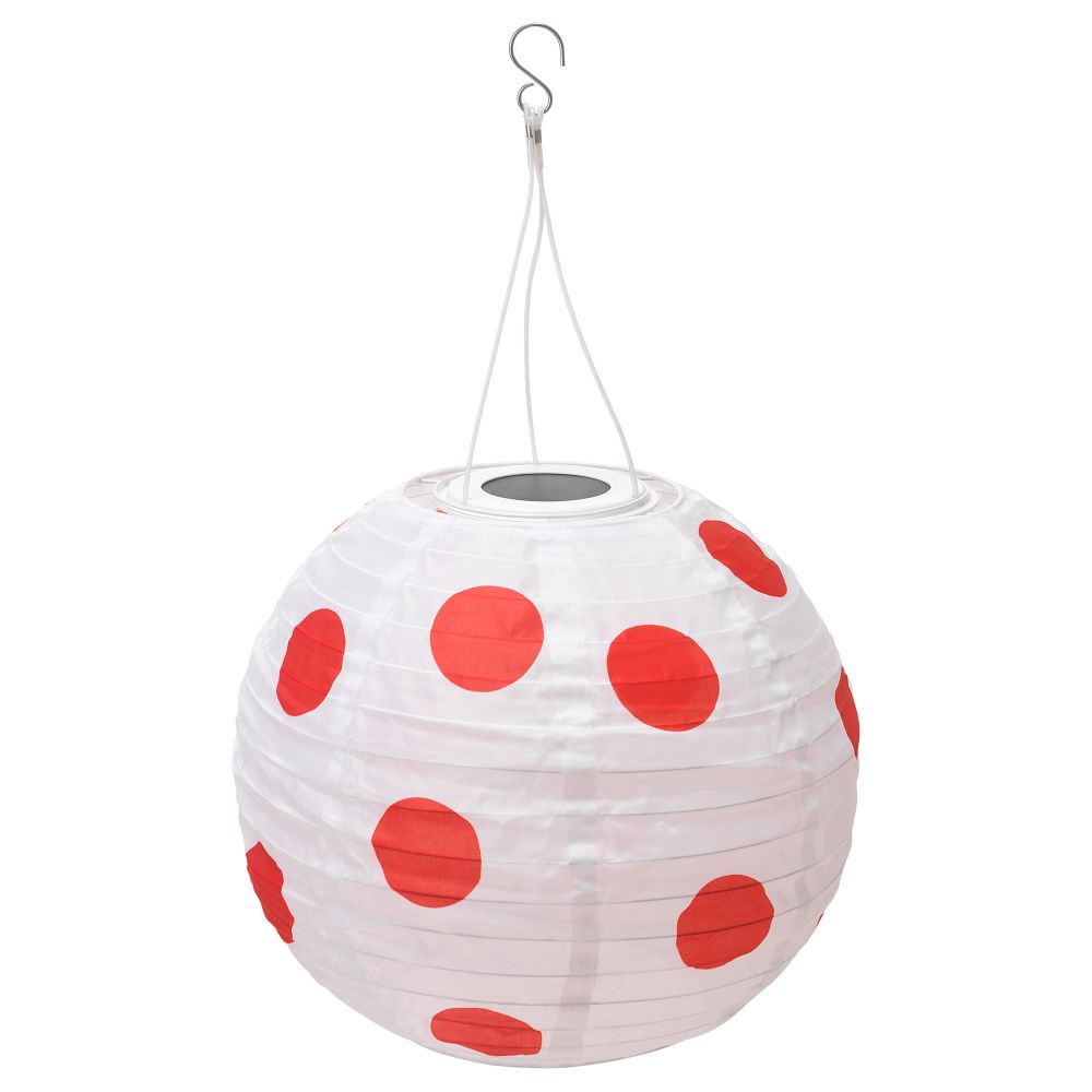 Подвесная светодиодная лампа СОЛВИДЕН, для сада шаровидный, в горошек красный (30 см) - фото 1