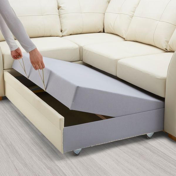 Угловой диван-кровать c модулем для хран, лев, Глосе/Бумстад бежевый IKEA GESSBERG ГЕССБЕРГ 803.777.44 - фото 4