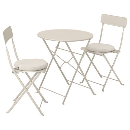 Стол + 2 складных стула,д/сада, бежевый/ФРЁСЁН/ДУВХОЛЬМЕН бежевый IKEA SALTHOLMEN САЛЬТХОЛЬМЕН 692.691.28