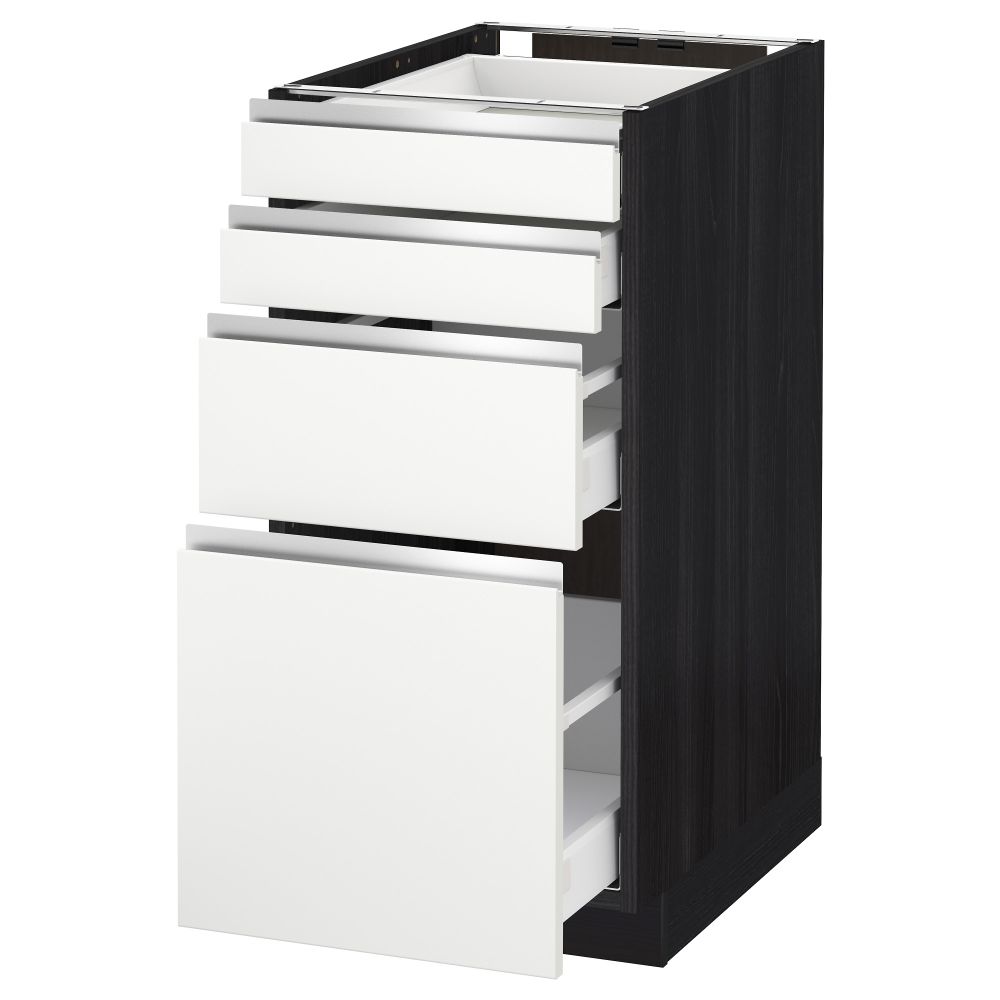 Напольный шкаф 4 фронтальных панели, 4 ящика МЕТОД / МАКСИМЕРА, черный, Нодста белый - схема-чертеж с размерами